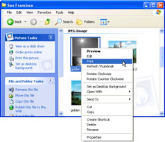 An example of the Windows XP Print command on the shortcut menu