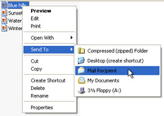 In Windows XP, you can send a file by e-mail directly from desktop